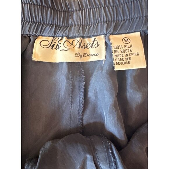 Silk Assets By Davco Womens Elastic Waist Pants M Blue Lightweight 100% Silk - Picture 3 of 5
